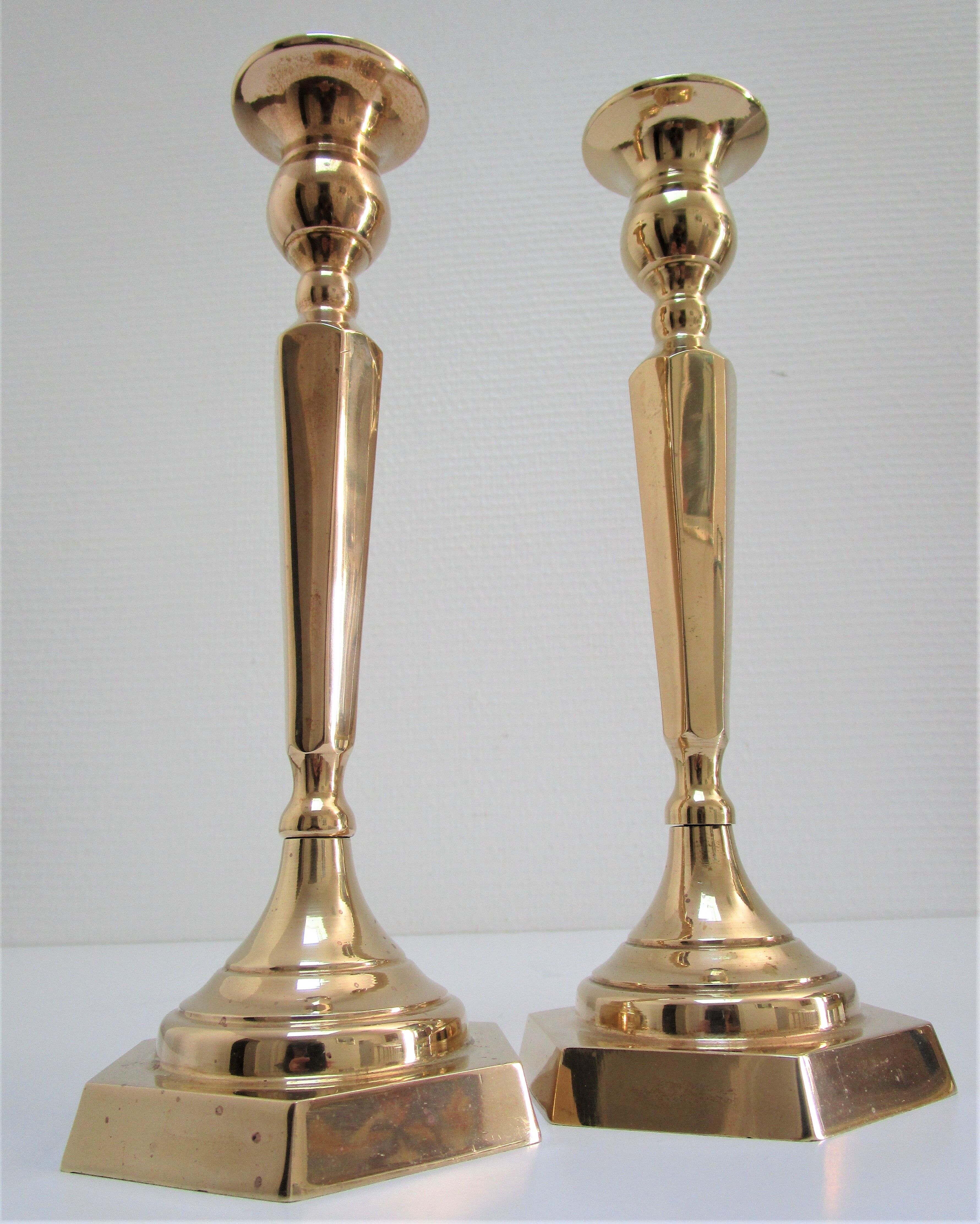 Pair of solid brass candle holders neo classic vintage style