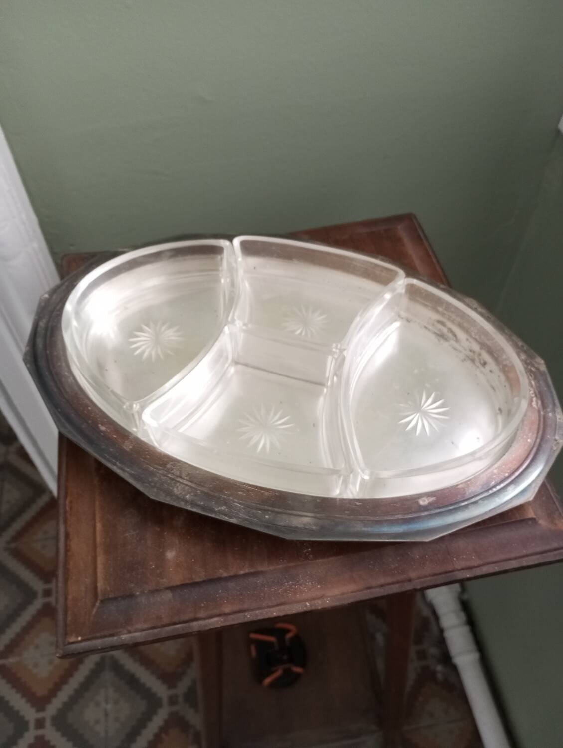 Silver-plated metal appetizer serving tray