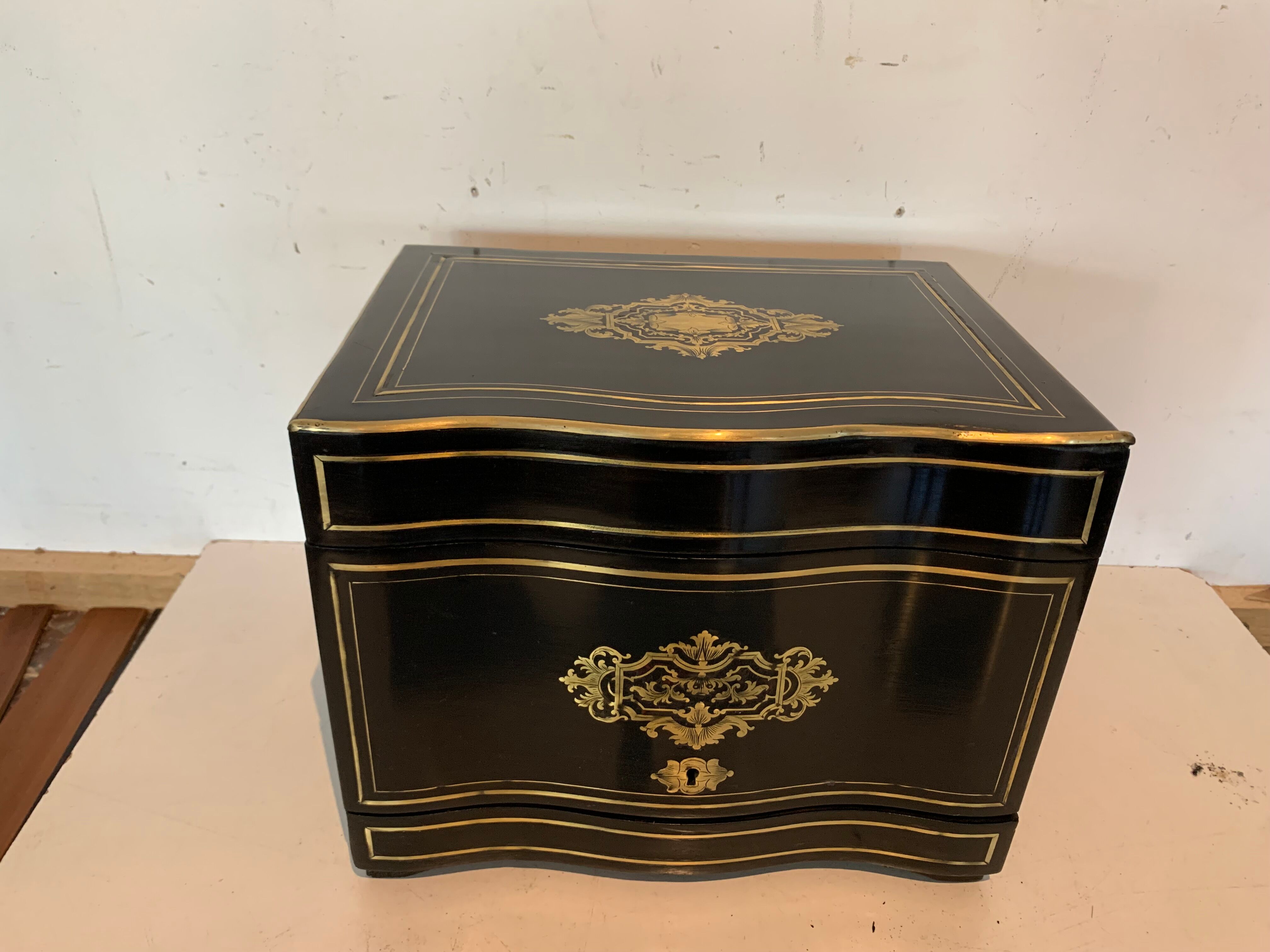 Cellar A Liqueur Complete Boulle Box Napoleon III Box Marquetry XIX Century