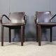 Pair of brown leather armchairs by Arper italy, 1980s