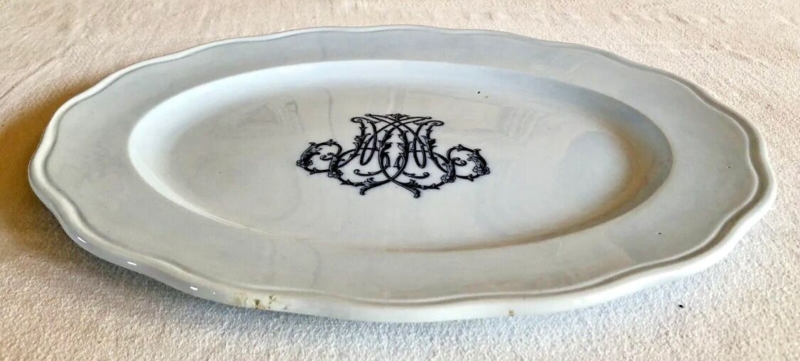 Old large oval dish Brown Westhead Moore & co monogram XIX