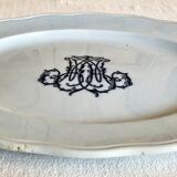 Ancien grand plat ovale Brown Westhead Moore & co monogramme XIX