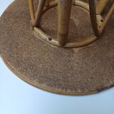 Vintage rattan tripod coffee table