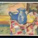 Original Swedish Oil on Panel – “Blue Pitchers and Lemon” by Off – Signed – Vintage and Framed – 37 × 29 cm (14.6 in × 11.4 in)