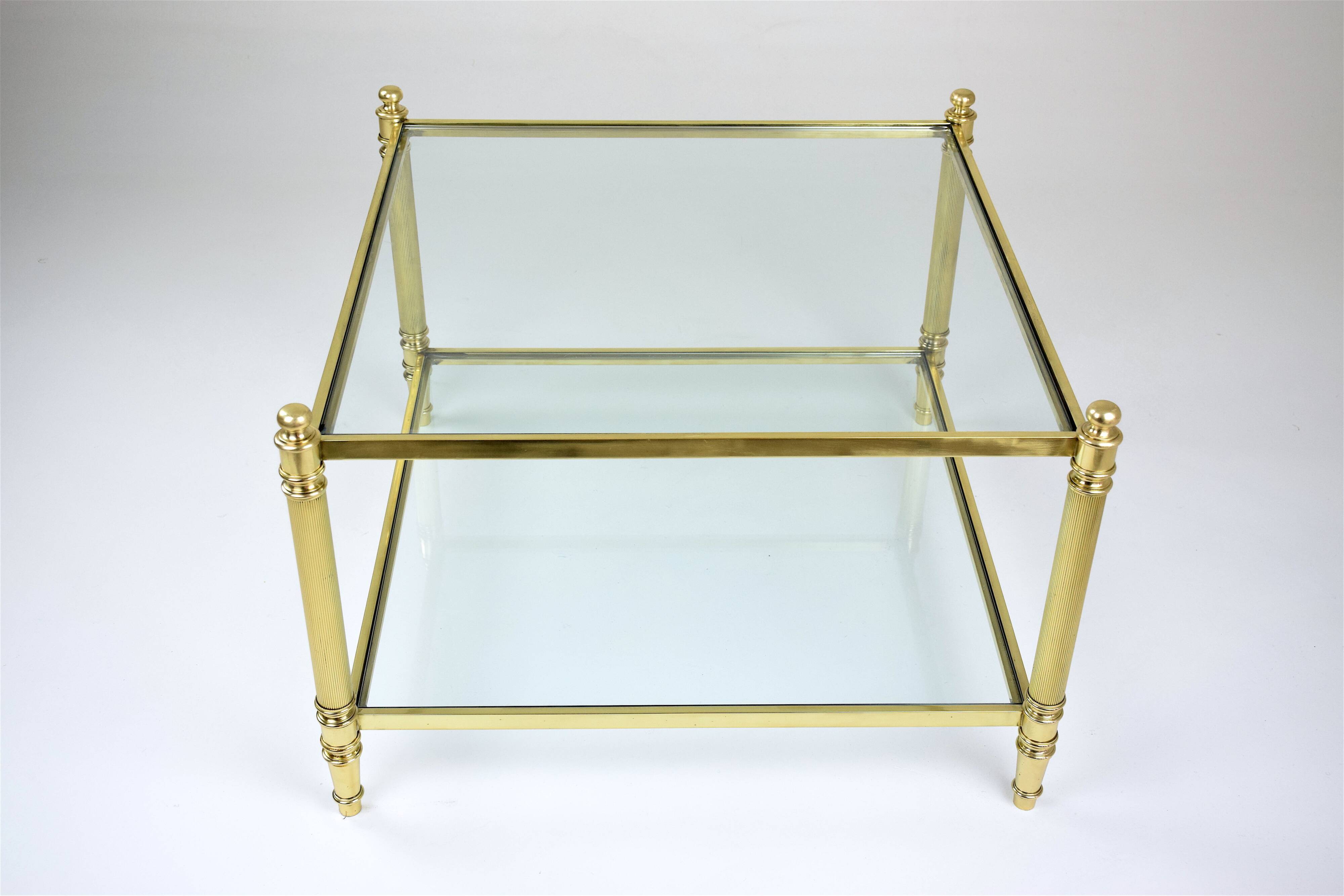 Vintage Coffee Table in Massive Brass and 70s Glass