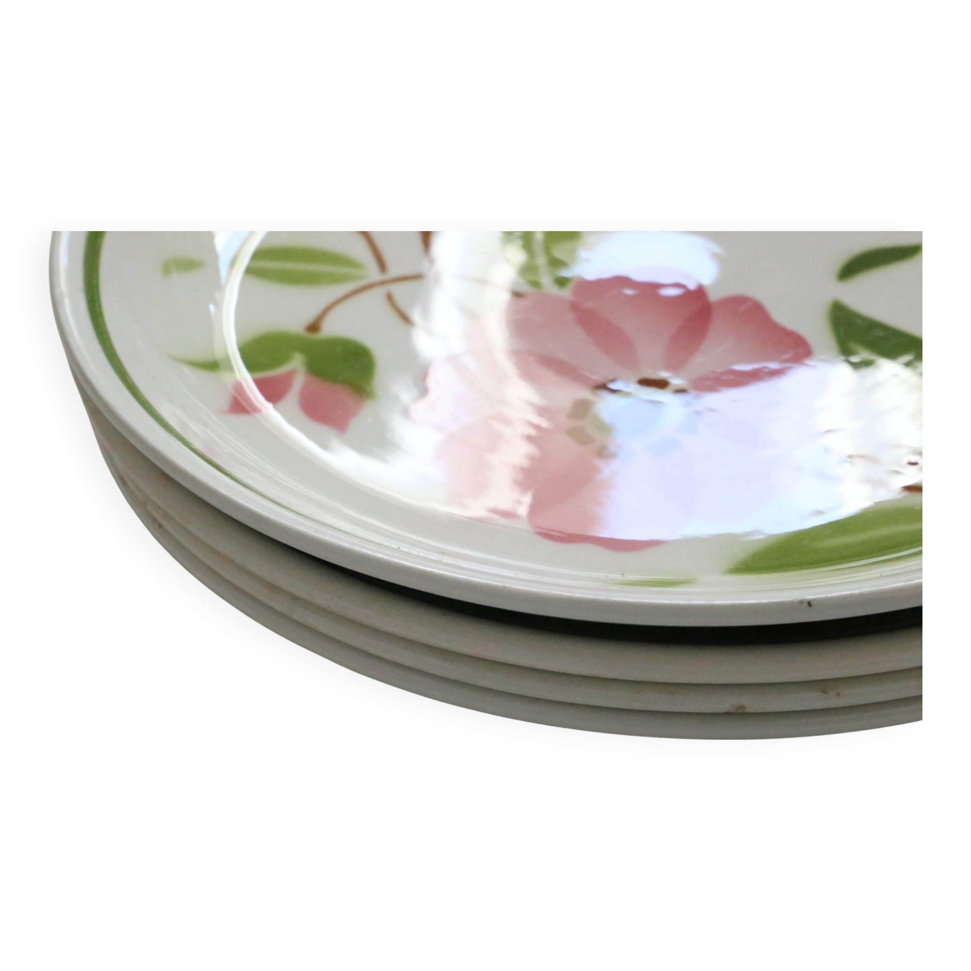 Set of 4 Moulin des Loups dinner plates, 1980, vintage French