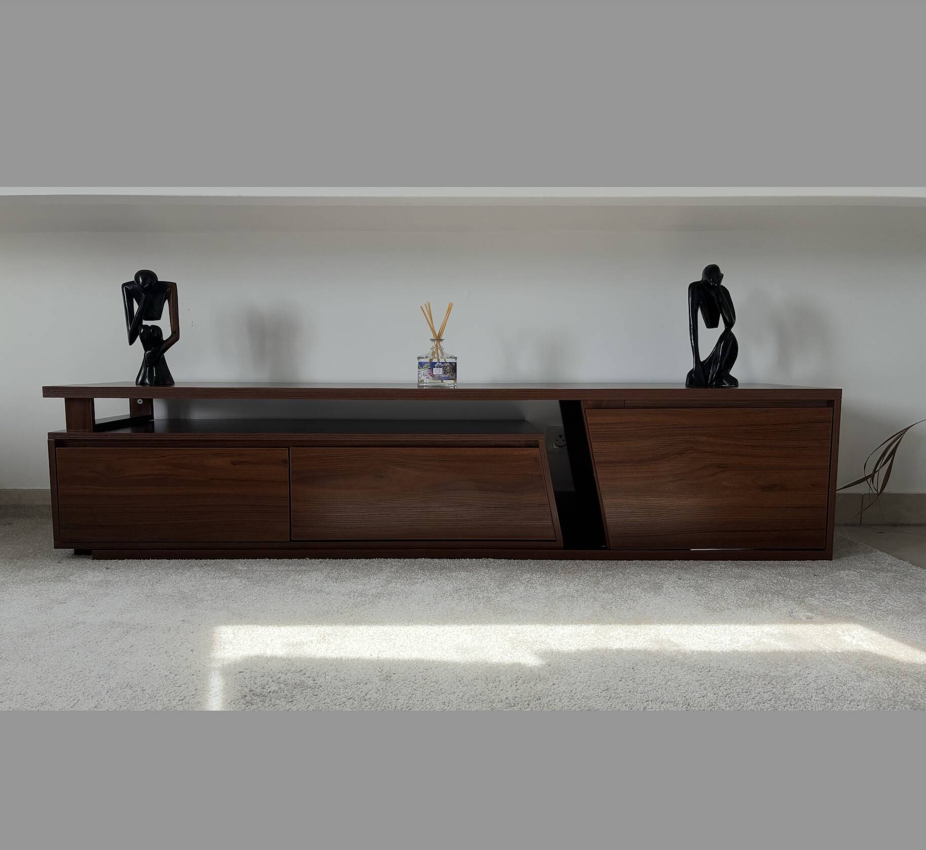 Extendable TV cabinet with walnut finish