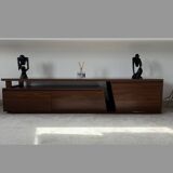 Extendable TV cabinet with walnut finish