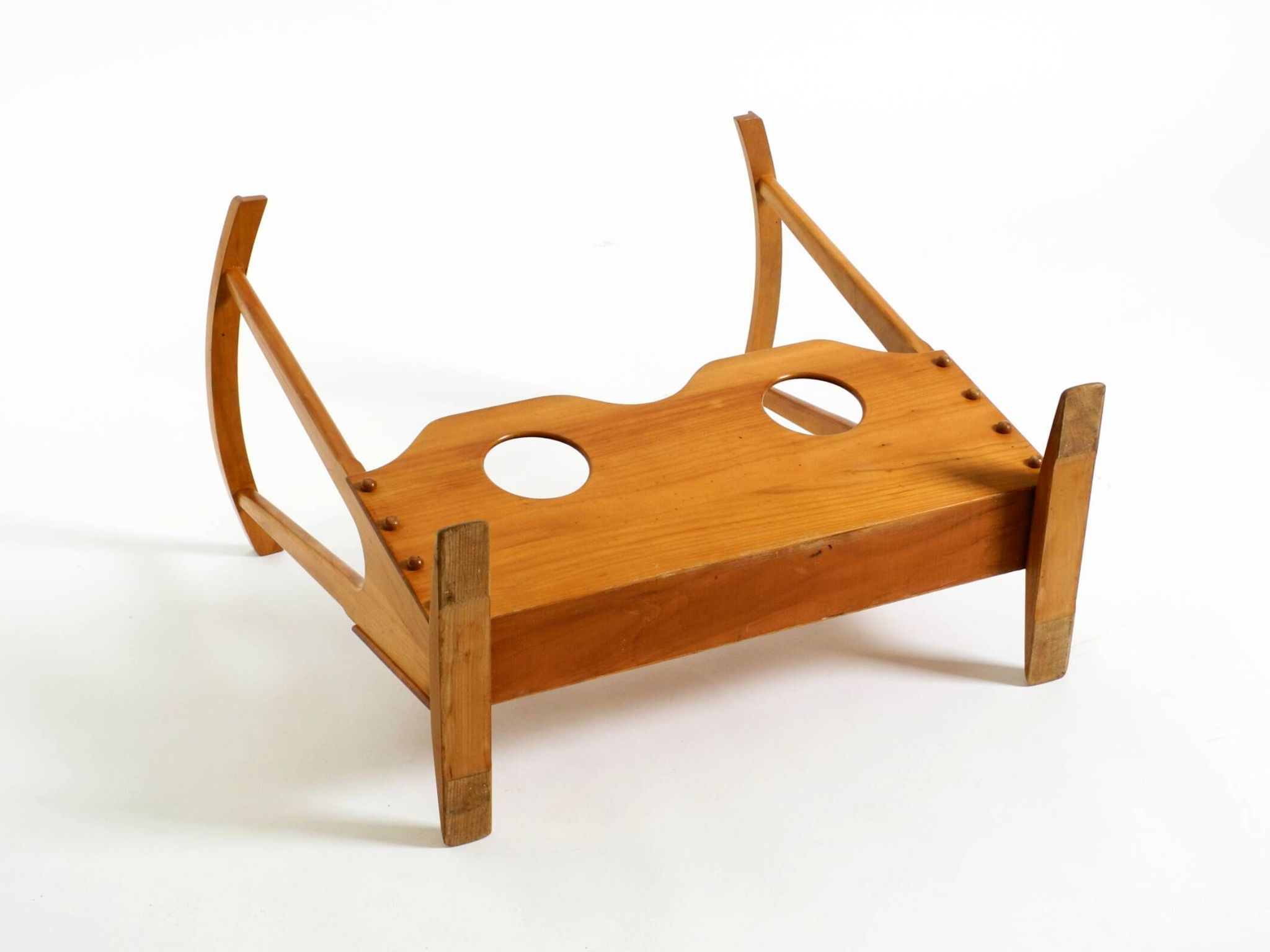 Beautiful mid-century modern side table with magazine rack, made of ash woo