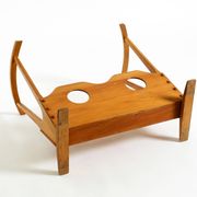 Beautiful mid-century modern side table with magazine rack, made of ash woo