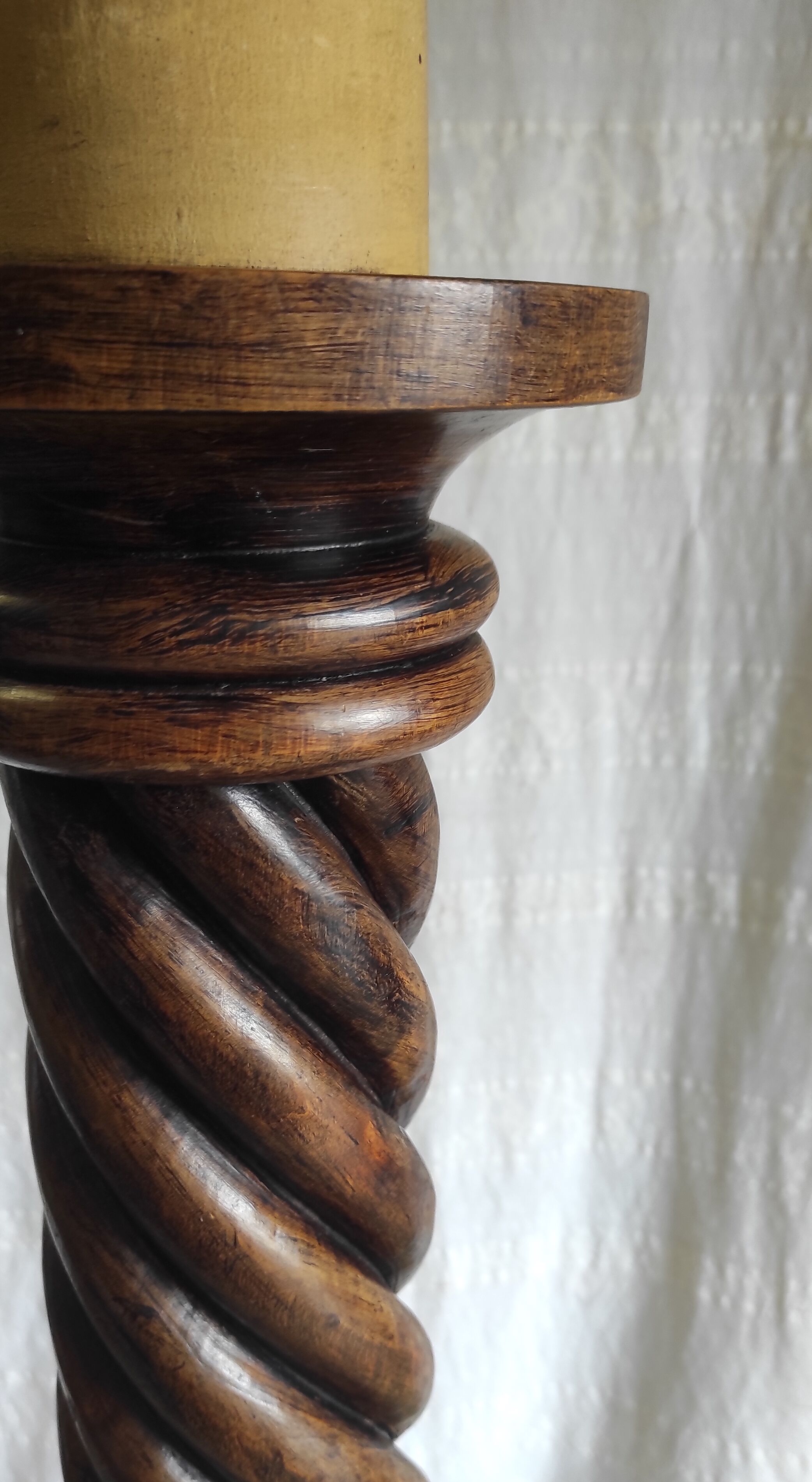 Turned wooden floor lamp – 40s/50s