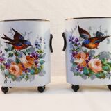 Pair of porcelain bird vase from Limoges william guerin