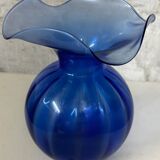 Lancel style cobalt blue vase - ball shape and collar h 25 cm