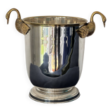 Champagne bucket with swans, in silver and gold metal, attributed to Christofle, 1940/1950
