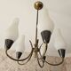 Swedish designer, chandelier, brass, glass, Sweden, 1950s