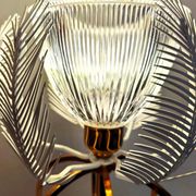 Lampe italienne en métal cuivré et verre cristal, style Hollywood Regency