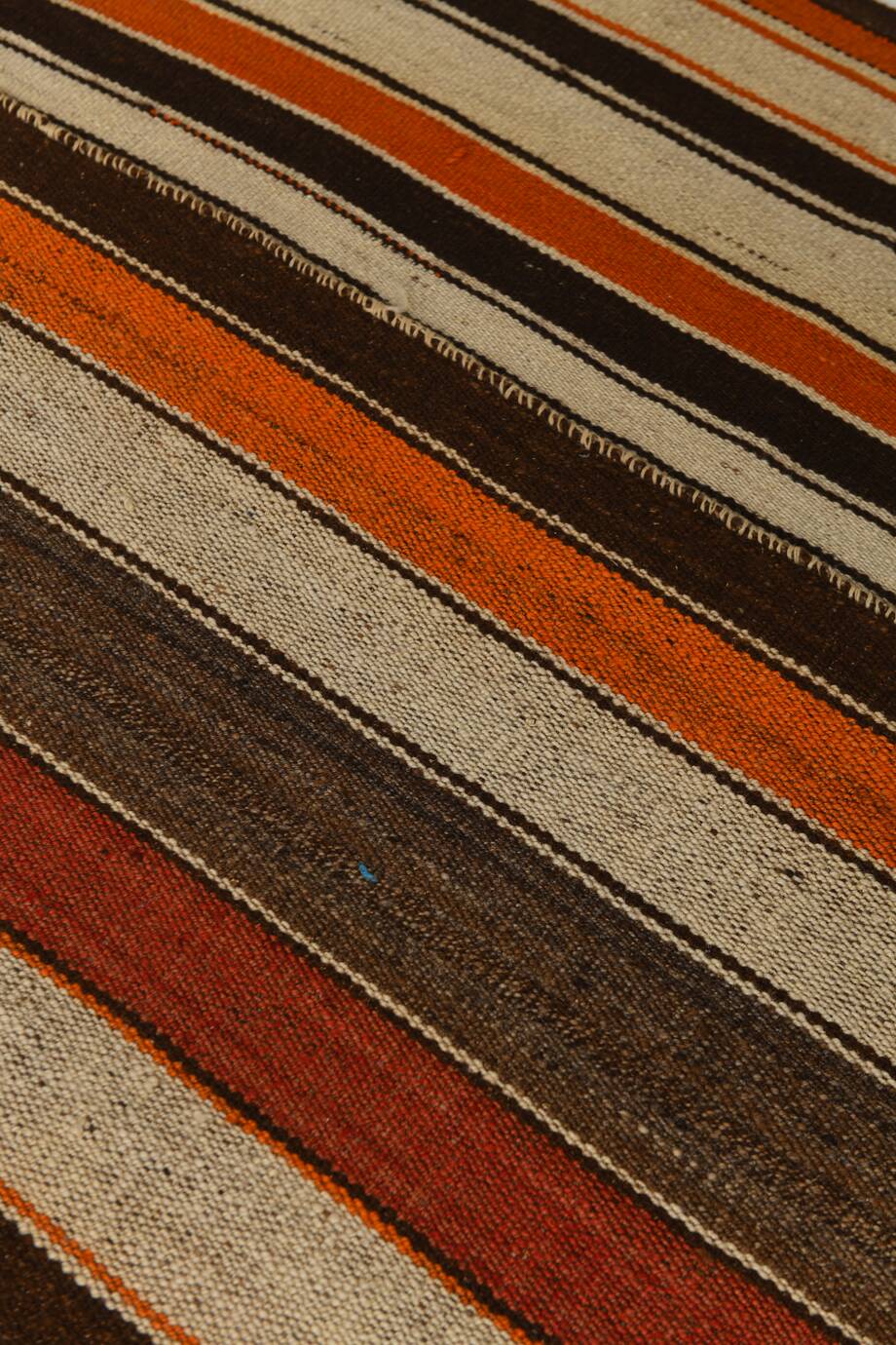 6x8 Brown Red Striped Vintage Kilim Rug, 195x259Cm