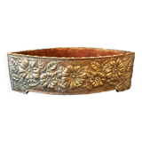 Art Nouveau Cachepot Planter in Marquise Shape with Floral Decoration in Lai