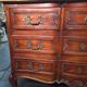 Crossbow commode in solid cherry wood, Louis XV style with marble top.