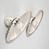 Pair of Art Deco wall sconces in scalloped opaline glass and porcelain