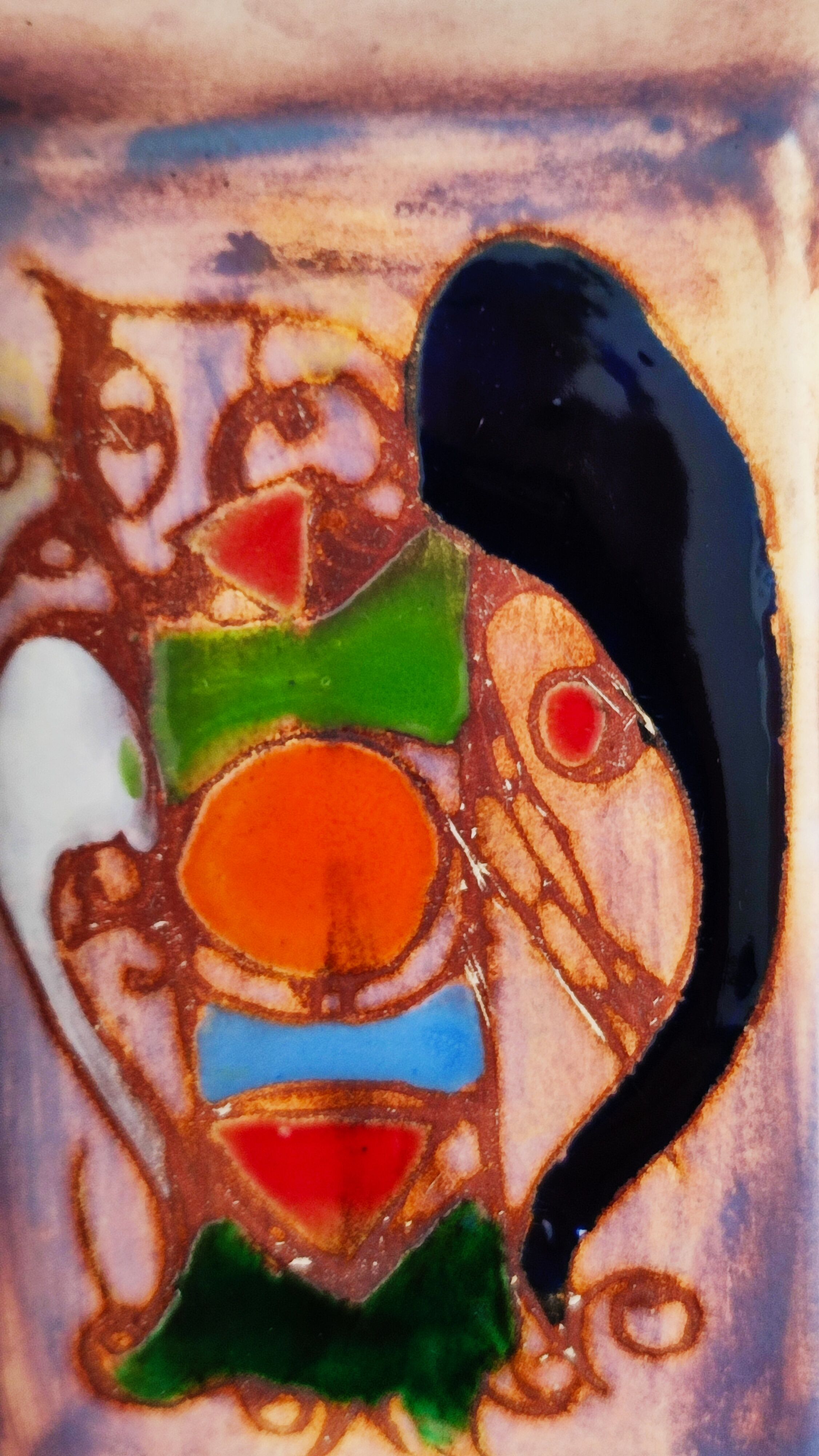 Polychrome presentation dishes of Marie Christine TREINEN (XXth) Vallauris