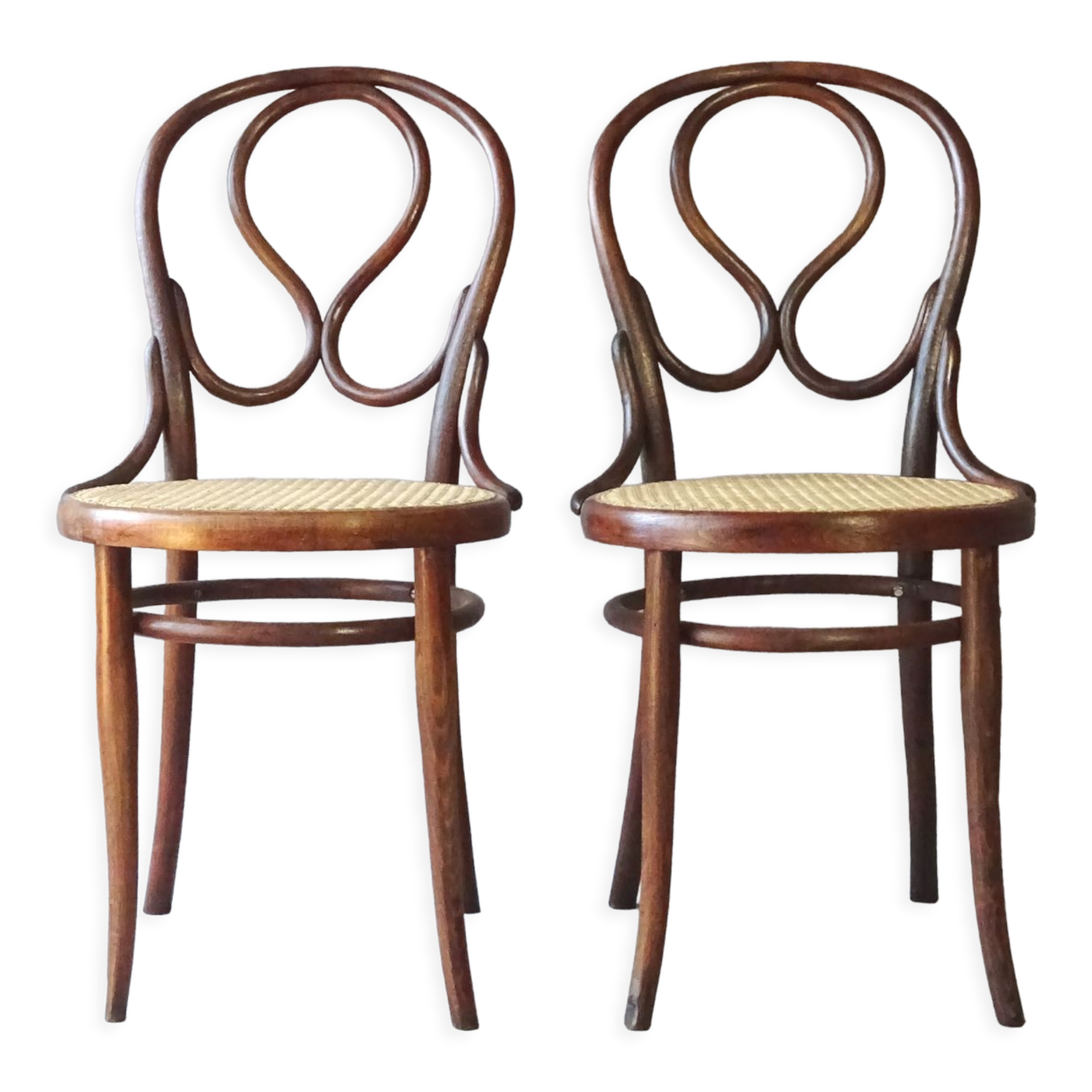 2 chaises Thonet N°20, canne neuve Omega, vers 1890