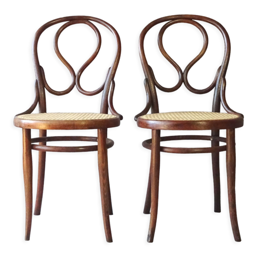 2 chaises Thonet N°20, canne neuve Omega, vers 1890