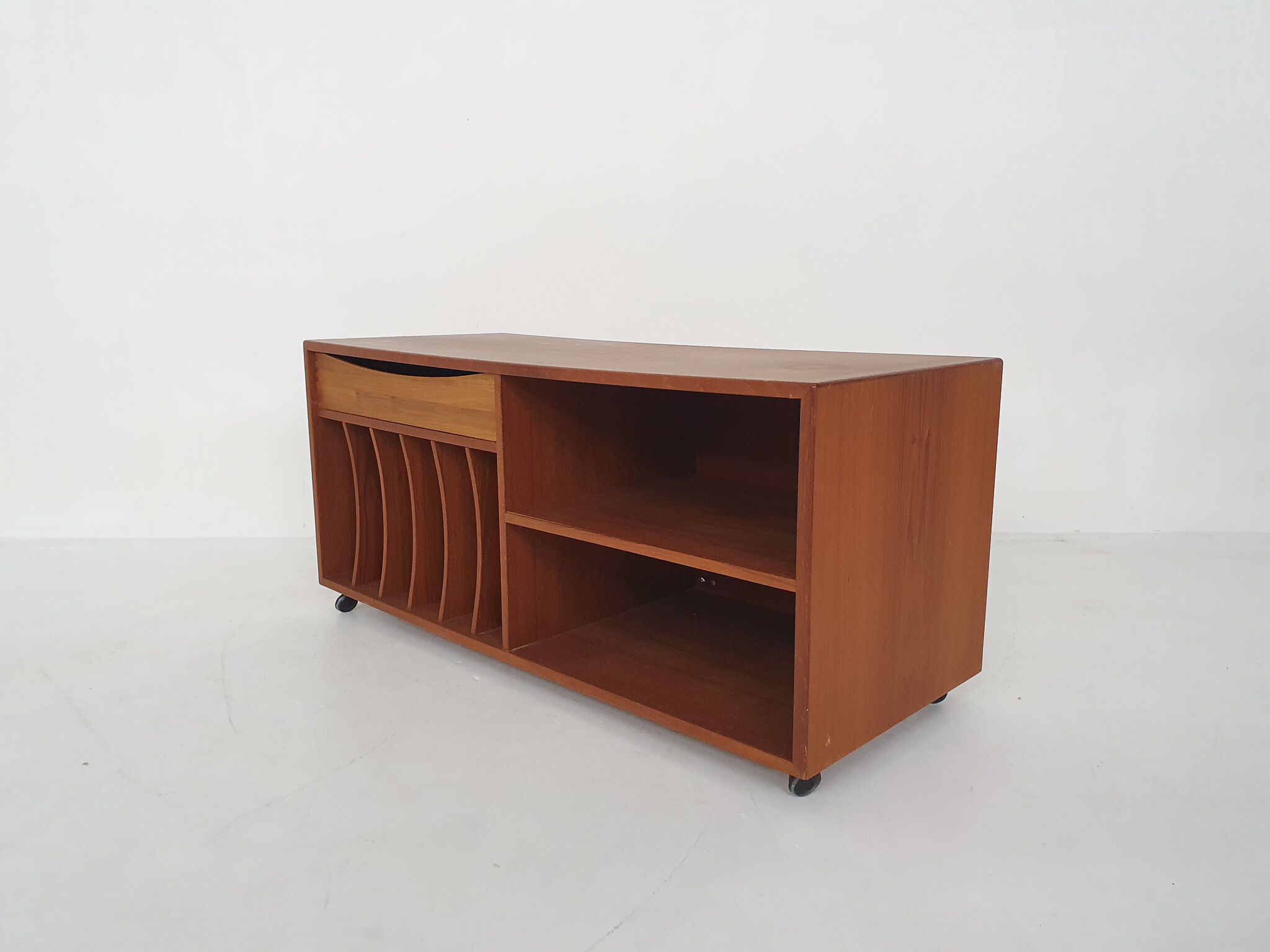 Scandinavian modern teak record player cabinet, Denmark 1960's
