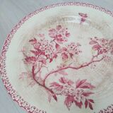 Cake dish on foot in iron earth of Gien model Pink hawthorn