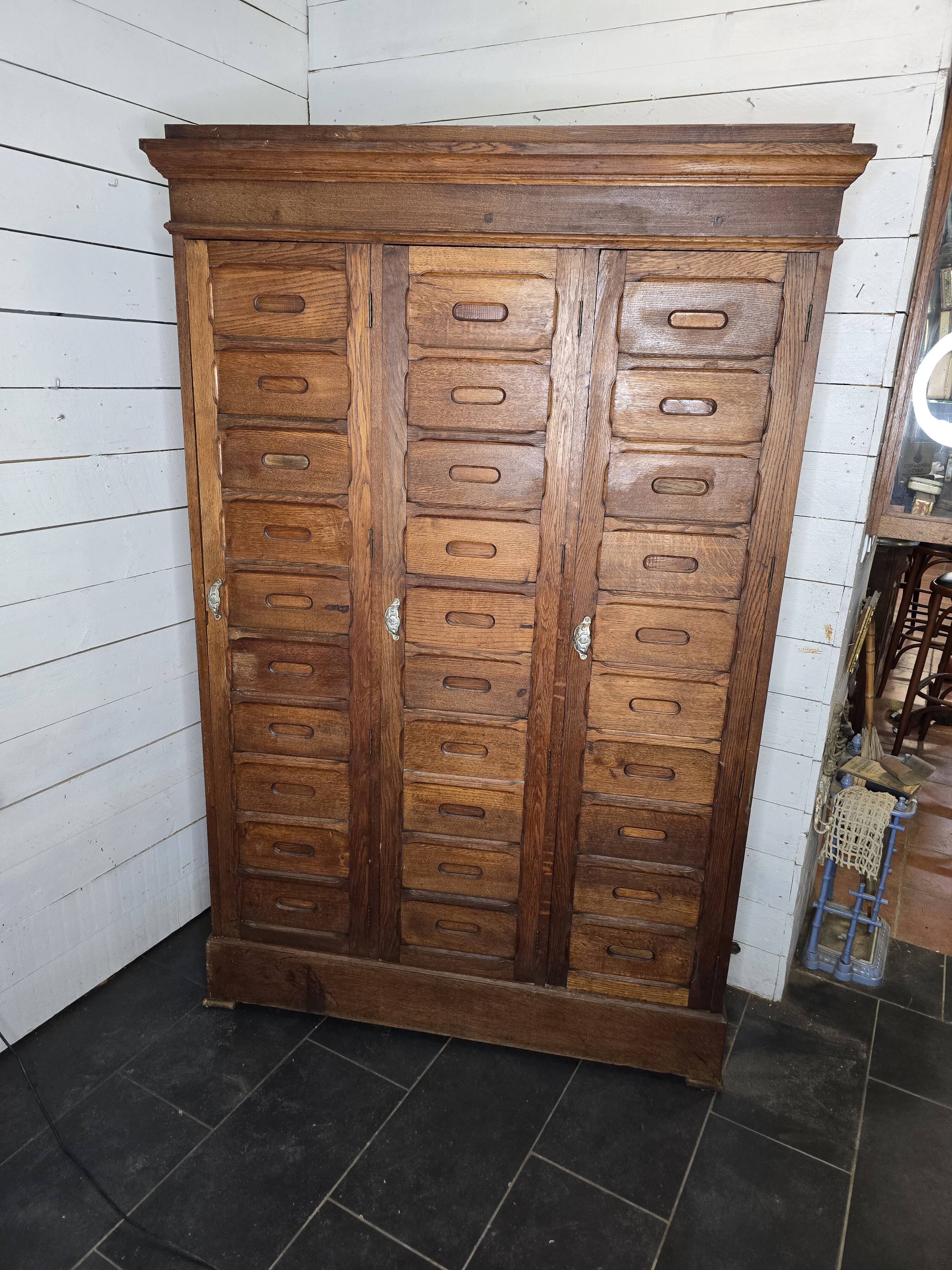 Old solid oak notary's cabinet