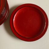 Set of 10 plates 1970 in red stoneware design Hertha Bengtson Thomas Rosenthal Scandinavian