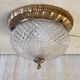 Golden brass ceiling light with diamond-shaped moulded glass - 1980s