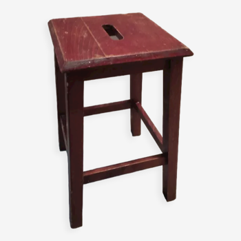 Solid wood stool seat varnished patinated