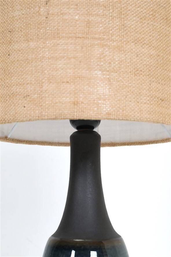 Lampe de table Søholm "1040" avec abat-jour en jute / céramique / style mid-century / design danois moderne / années 1960 / 1970 / Cloos & Co.
