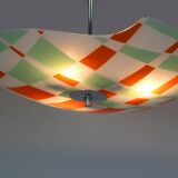 Mid-Century Czech Glass Pendant Lamps with Colorful Decor, 1970s, Set of 6