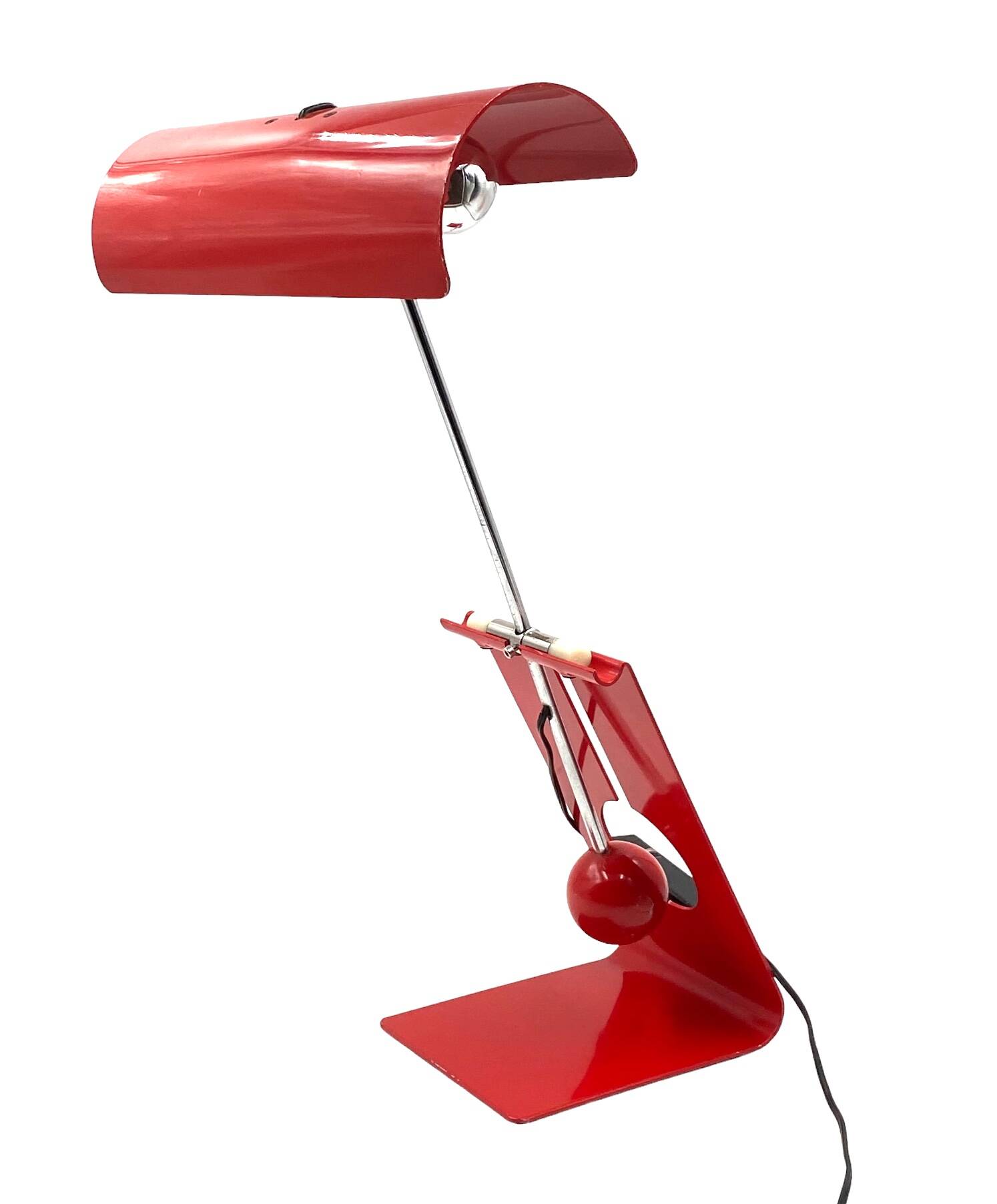 Mauro Martini, red 'Picchio' woodpecker table lamp, F.lli Martini Italy 1970s