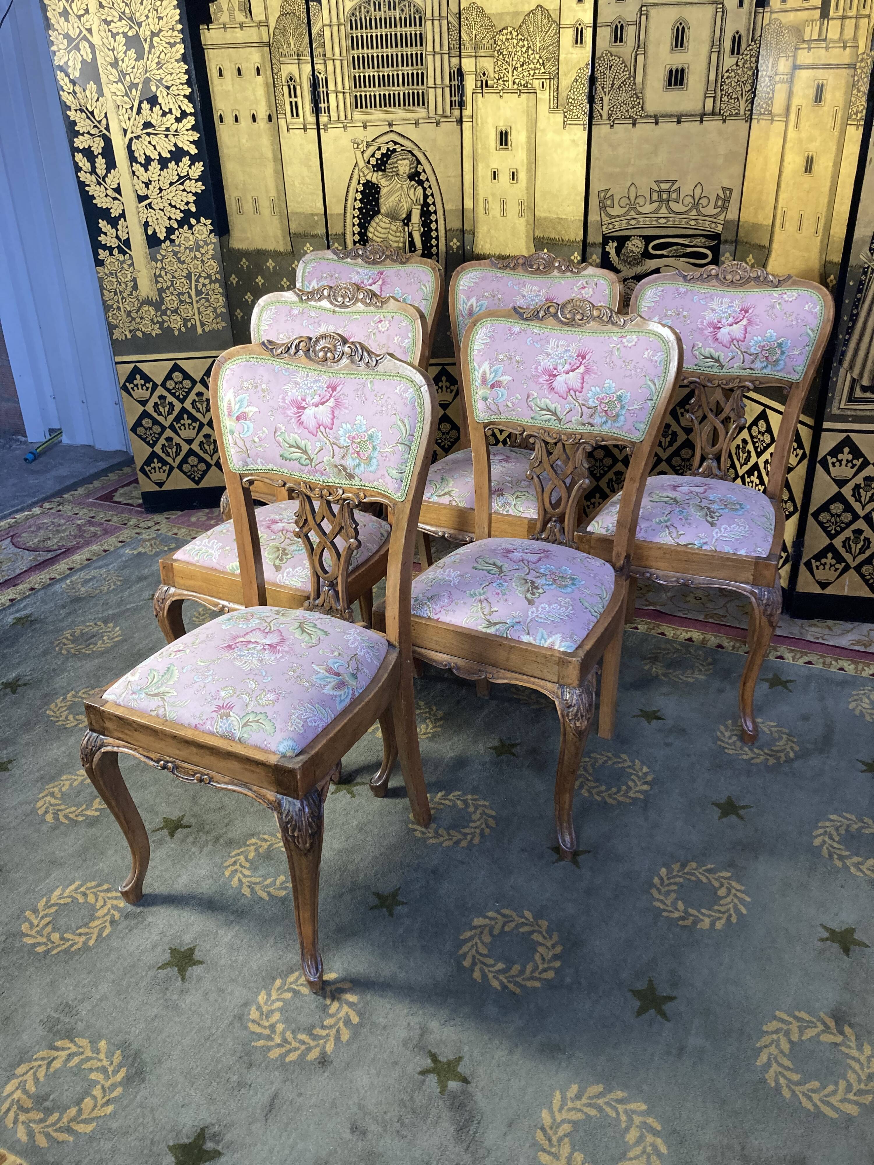 6 chaises anglaises, style louis XV