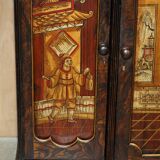 Regency 1810 library buffet in simulated hardwood with Chinese decoration.