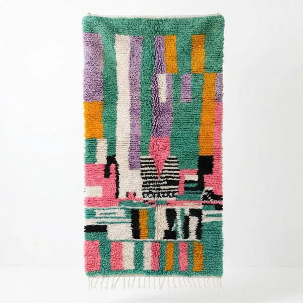 Tapis de couloir Boujad vert 100x275 cm