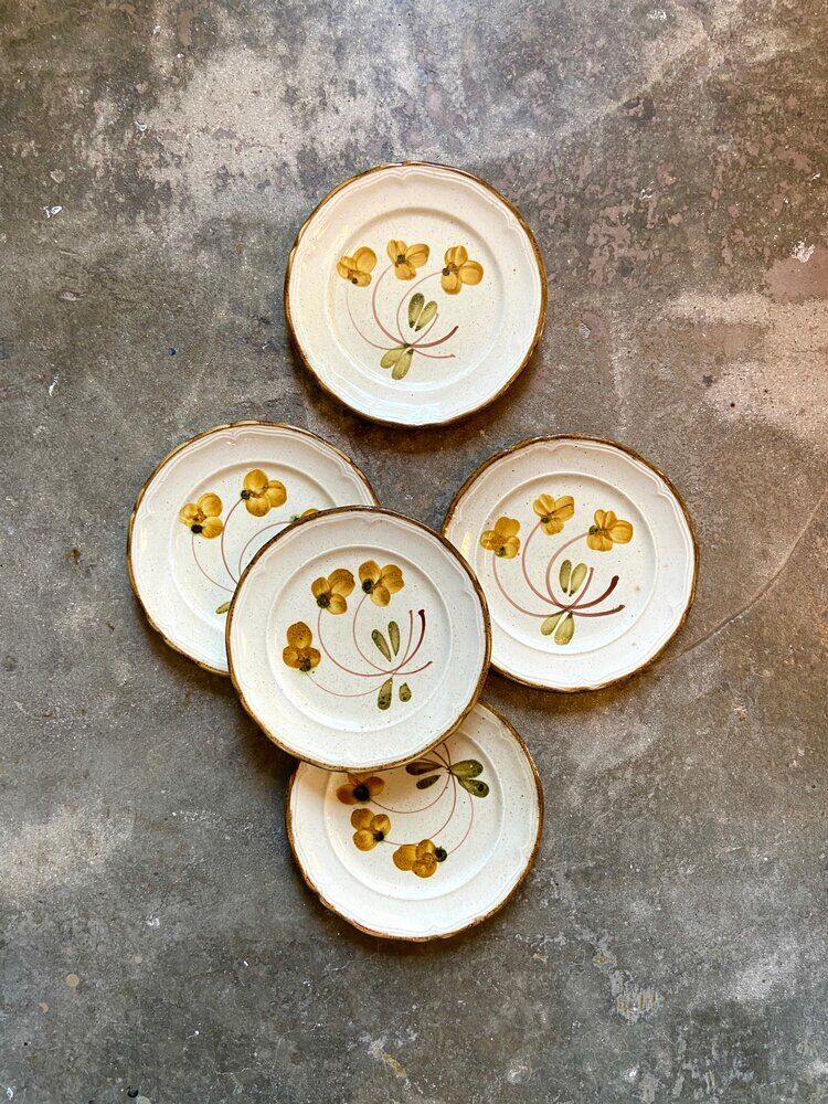 5 dessert plates in hand-painted Italian earthenware
