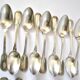 Set of 21 classic silver-plated metal table cutlery from 1900 by silversmith Boulenger, 21cm.