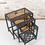 Set of 3 wrought iron nesting tables
