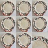 Set of 8 flat plates vintage model Cécile de HBCM