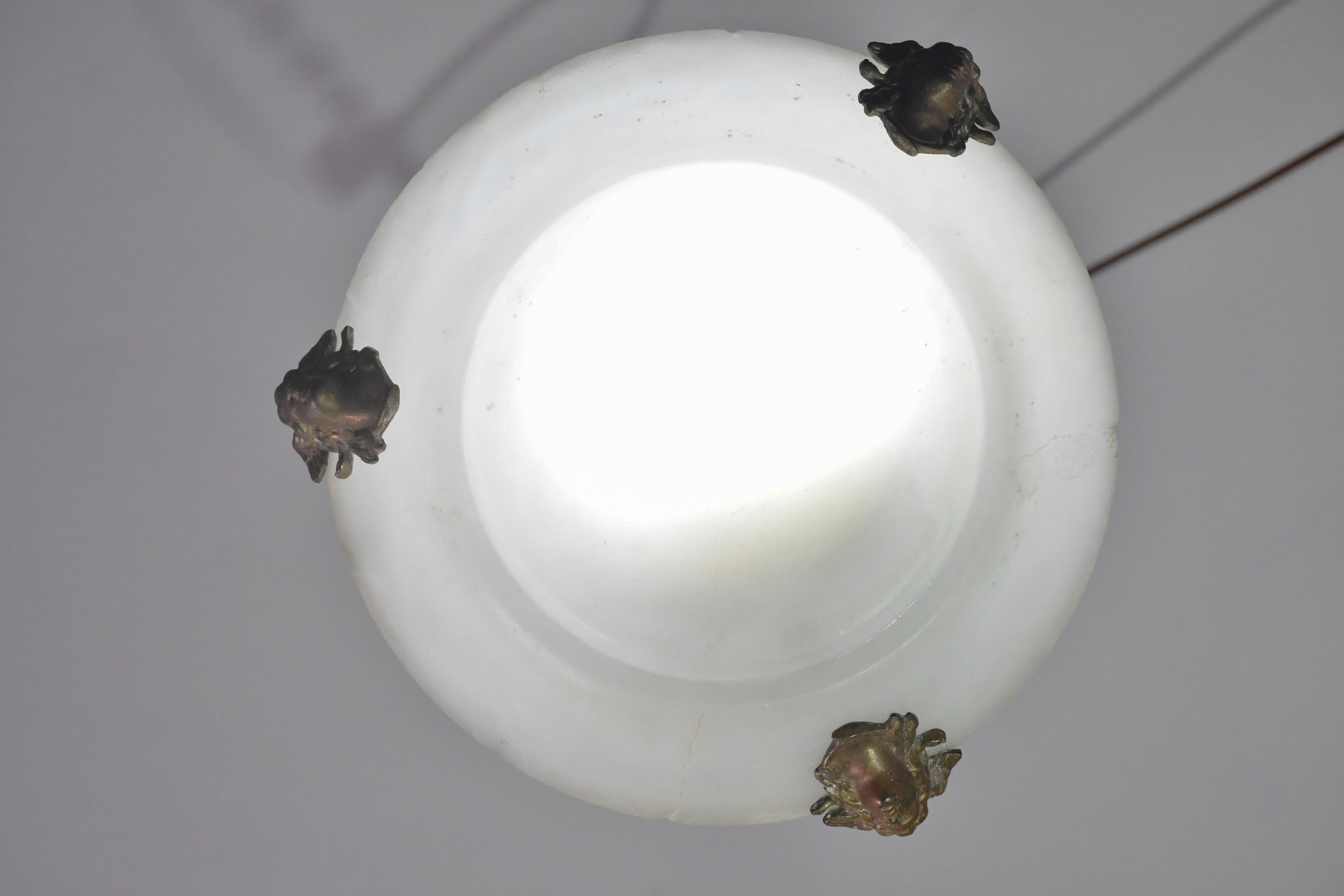 Charming white Art Deco alabaster pendant, 1940s