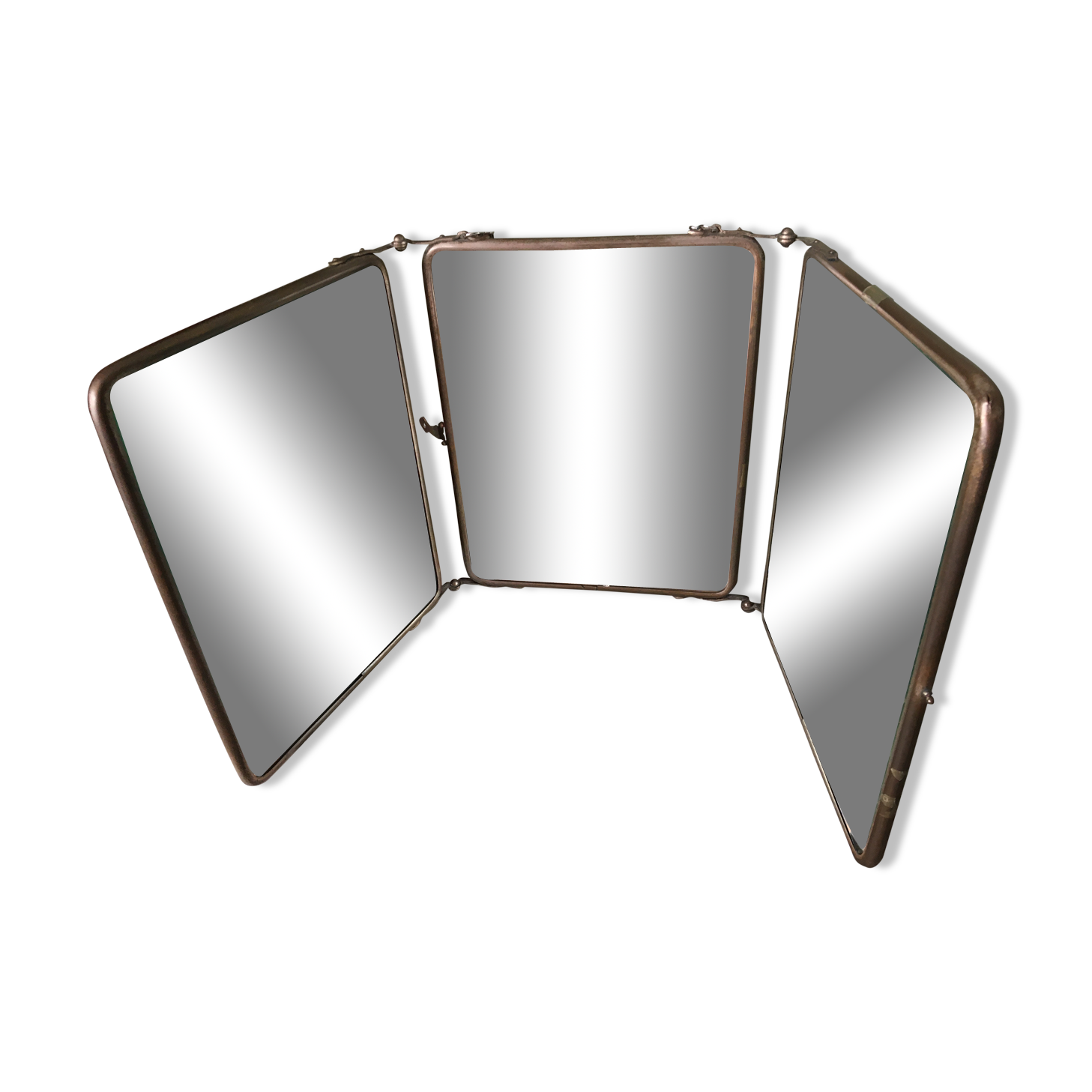Old tryptic mirror bevelled glasses  24x63cm