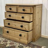 Commode Victorienne XIXème en sapin avec ses boutons en bois noirci