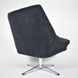 Mid-century armchair Shell, Deutsche Democratic Republic, DDR, 1960s, Black Cord, Chrome