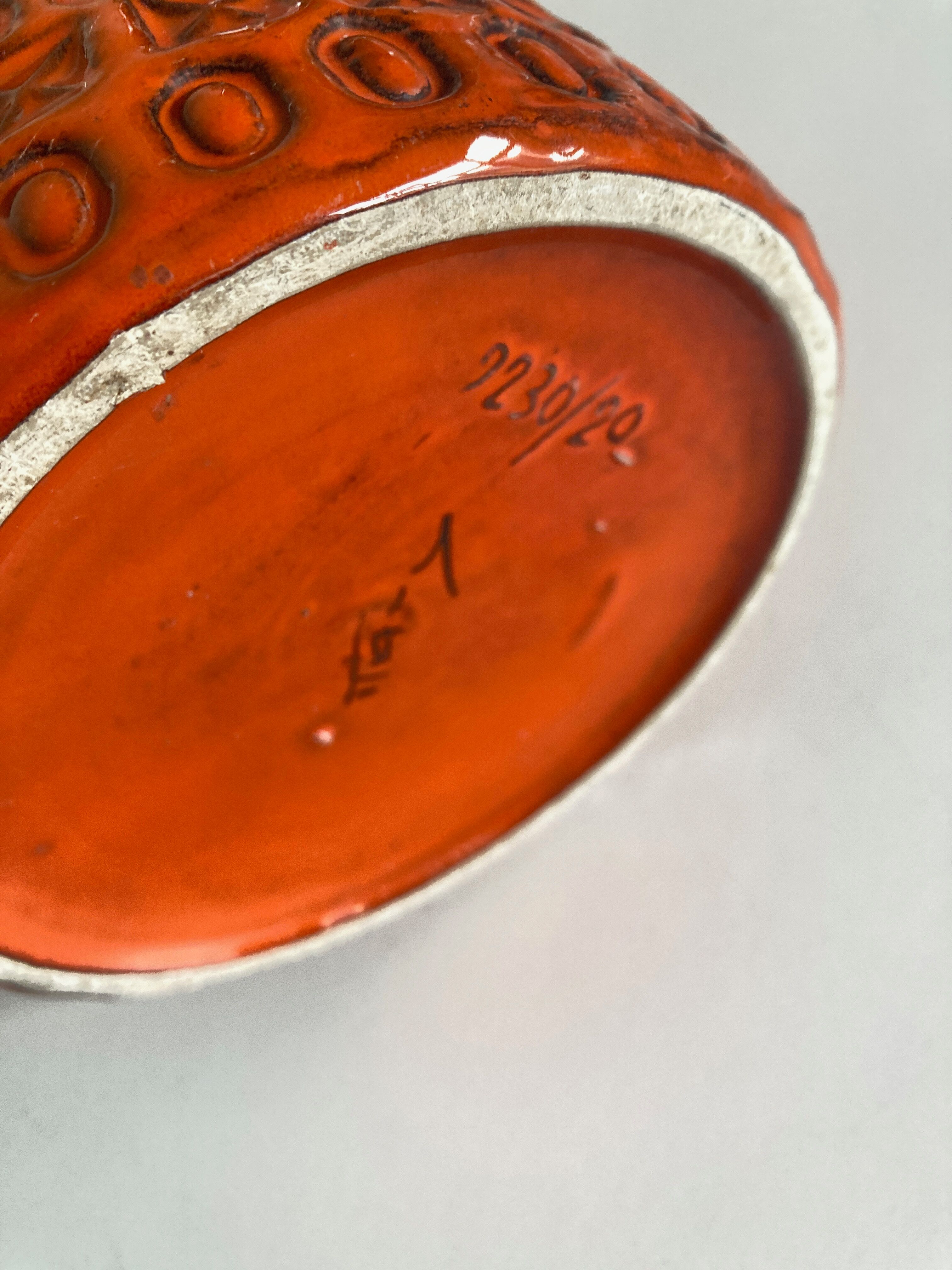 Bitossi Ceramiche orange pitcher vase by Aldo Londi Italian design