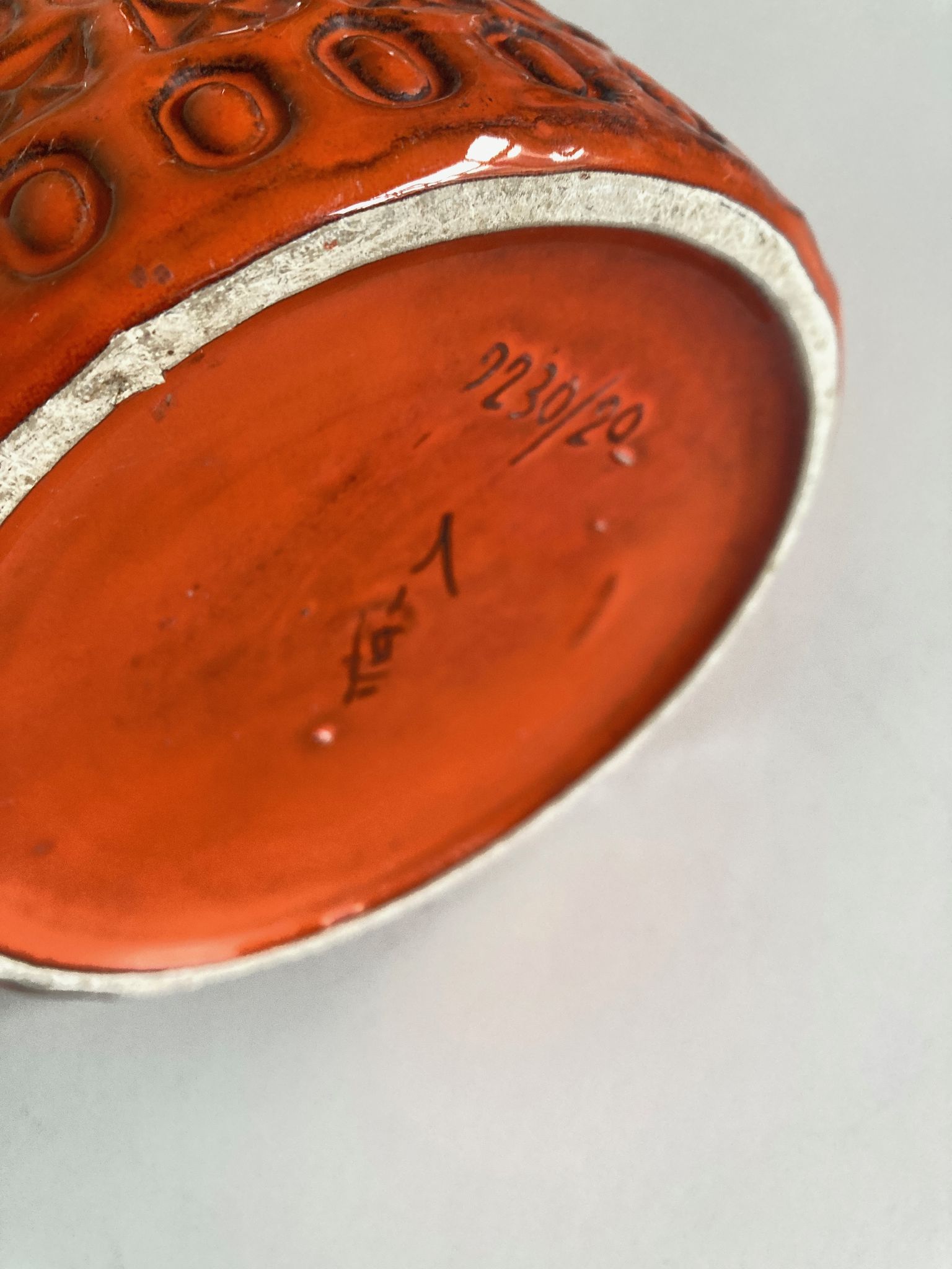 Bitossi Ceramiche orange pitcher vase by Aldo Londi Italian design