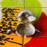 Vintage snail-shaped butter dish - zinc and silver metal - EP Zinc Alloy